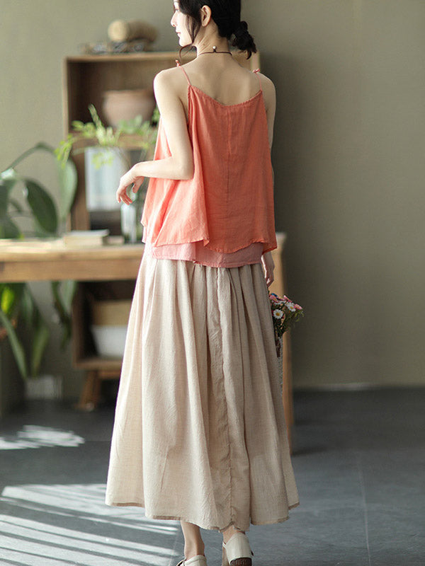 Casual Solid Color Empire A-Line Skirt