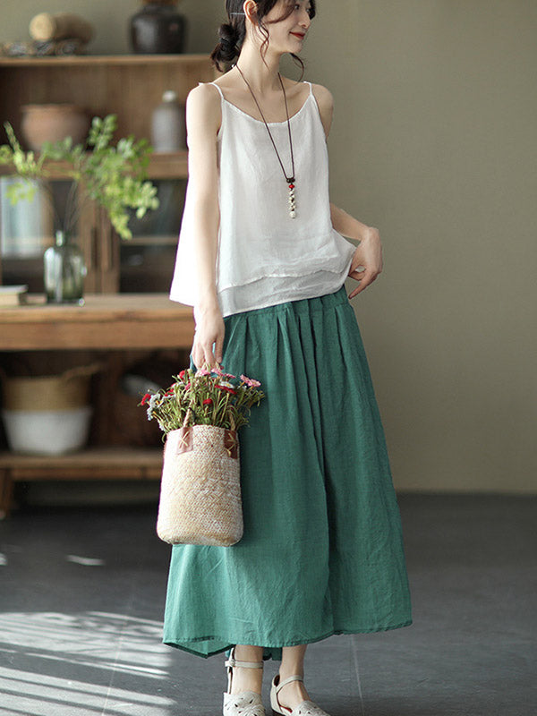 Casual Solid Color Empire A-Line Skirt