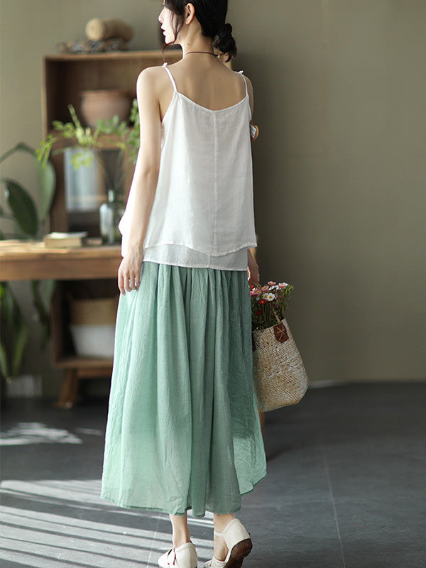 Casual Solid Color Empire A-Line Skirt
