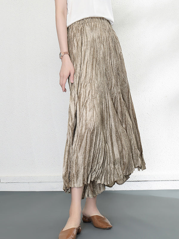 Loose A-Line Pleated Elasticity Skirts Bottoms