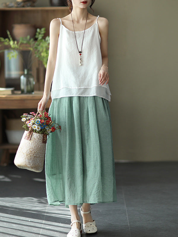 Casual Solid Color Empire A-Line Skirt