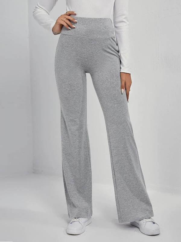 Solid Color High Waisted Trousers Pants