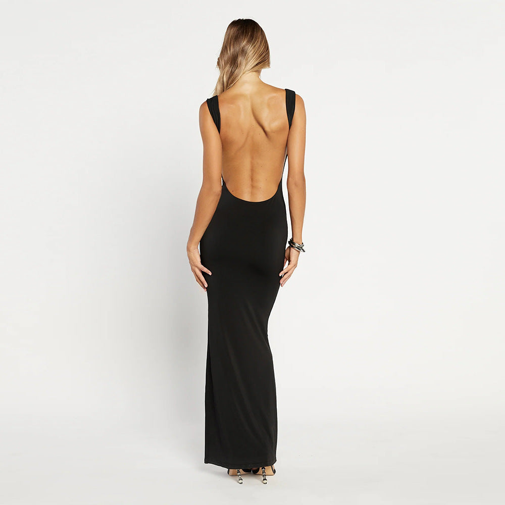 Women's Fashion Sleeveless Backless Slim Fit Long Dress