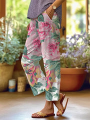 Women's Art Floral Loose Casual Pants (With Pockets)
