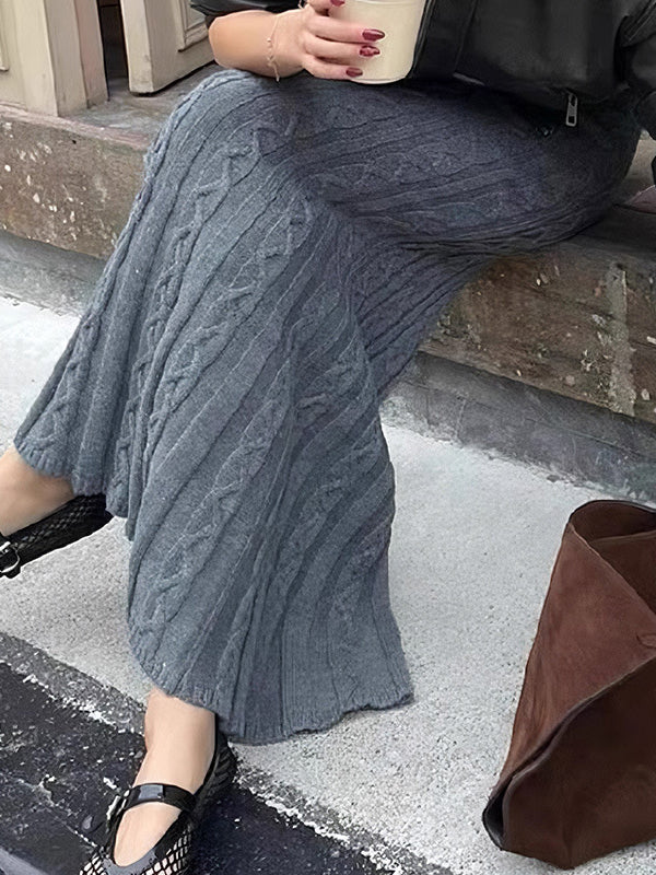 Tie-Belt Wool Fishtail Skirt