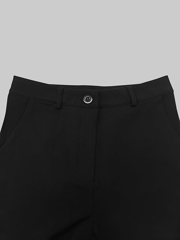 High-Waisted Solid Color Loose Wide Leg Trousers Pants