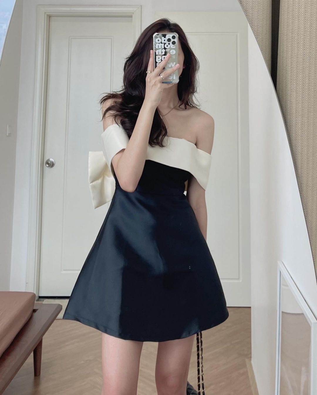 Juliette Bow Front A-Line Mini Dress