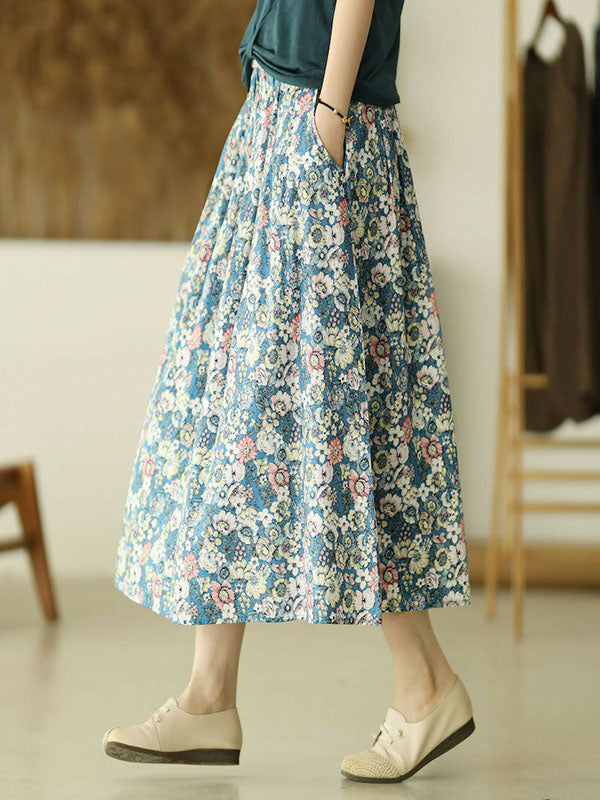 Original Floral Cotton-Blend A-Line Skirt