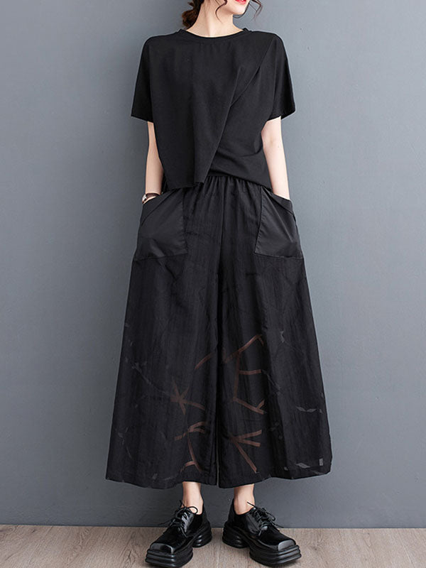 Elastics Printed High Waisted Ninth Pants Casual Pants Bottoms