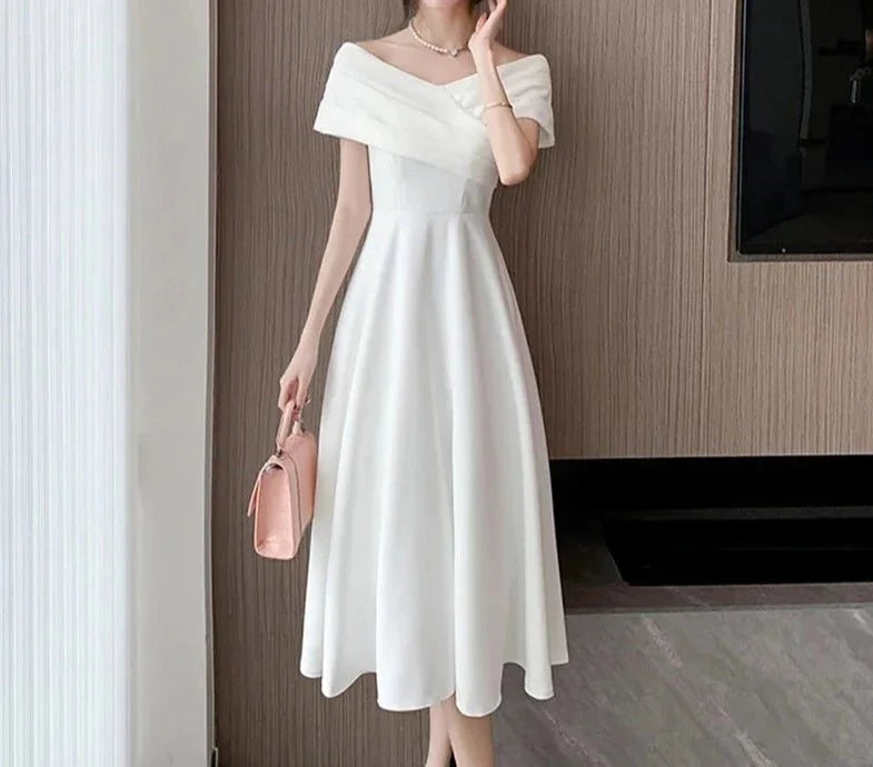 Classy Short Sleeve V-Neck Party Evening Dress