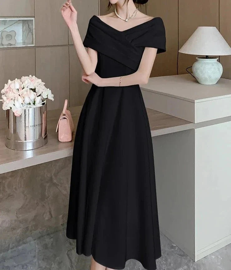 Classy Short Sleeve V-Neck Party Evening Dress