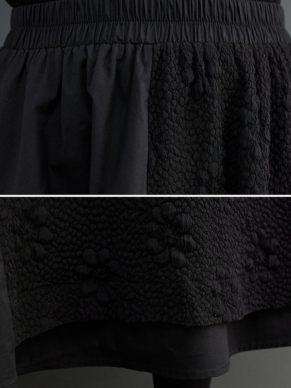 Jacquard Solid Color Split-Joint A-Line Loose Skirts Bottoms
