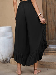 Casual Loose Irregularity Solid Color Wide Leg Pants Bottoms
