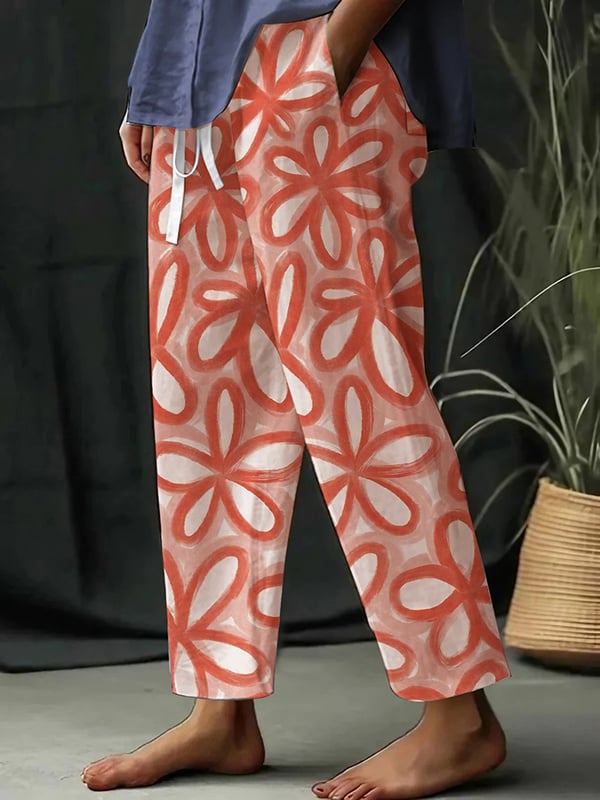 Women's Botanical Floral Print Loose Casual Pants