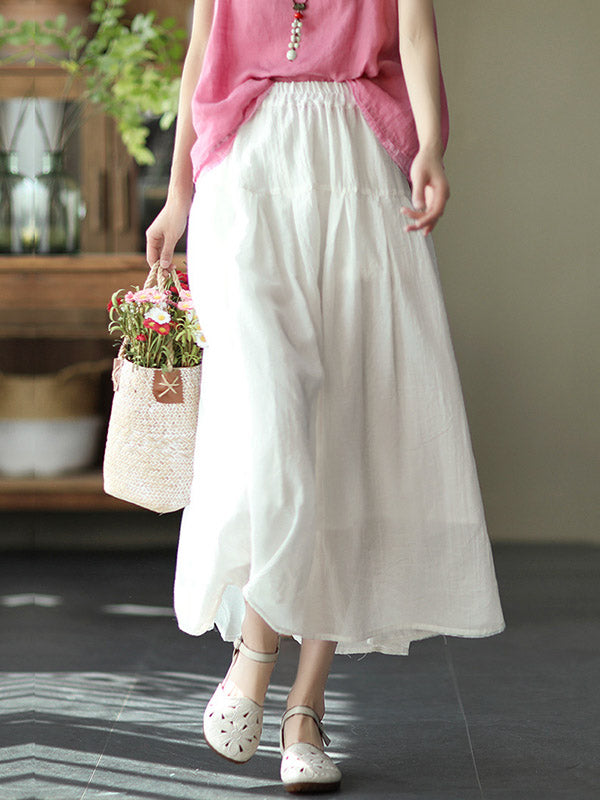 Casual Solid Color Empire A-Line Skirt
