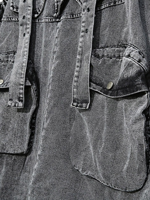 Pockets Split-Joint Loose Sleeveless Overalls Jean Pants Bottoms