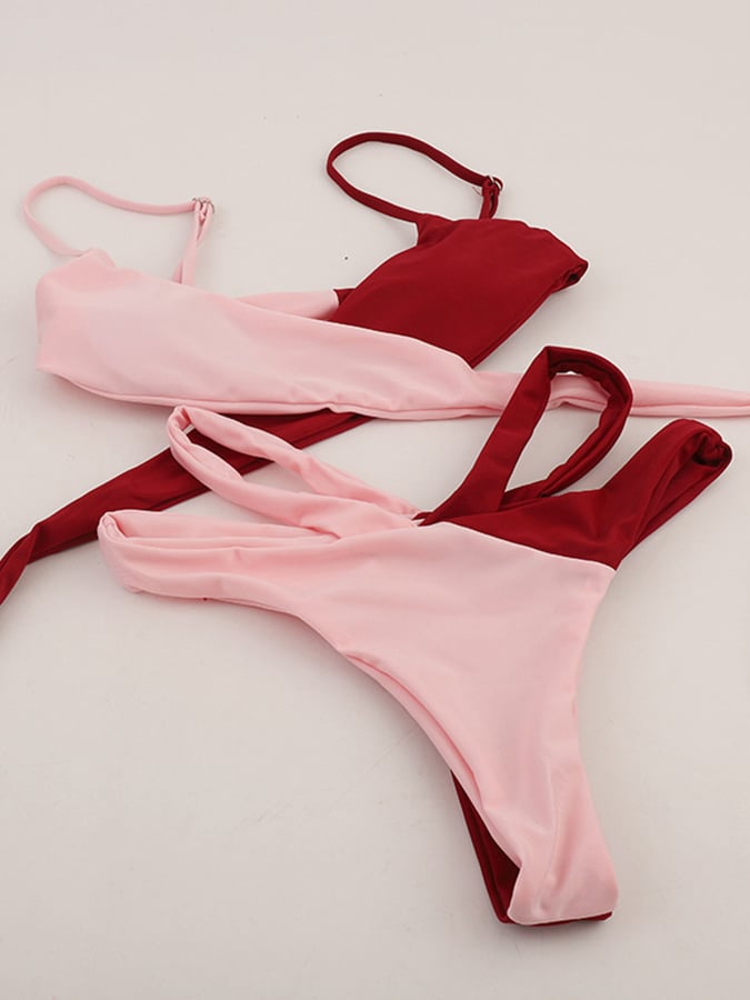 Ladies Split Cross Color Sexy Bikini