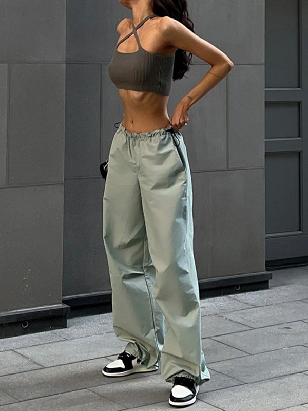 Drawstring Pockets Loose Trousers Pants
