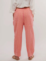 Plaid Pockets Split-Joint Loose Trousers Pants