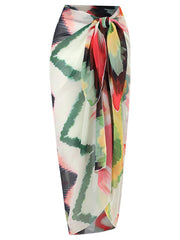 Gradient Tie Dye Wrap Hip Long Dress Two Piece Swimsuit