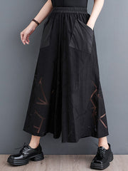 Elastics Printed High Waisted Ninth Pants Casual Pants Bottoms