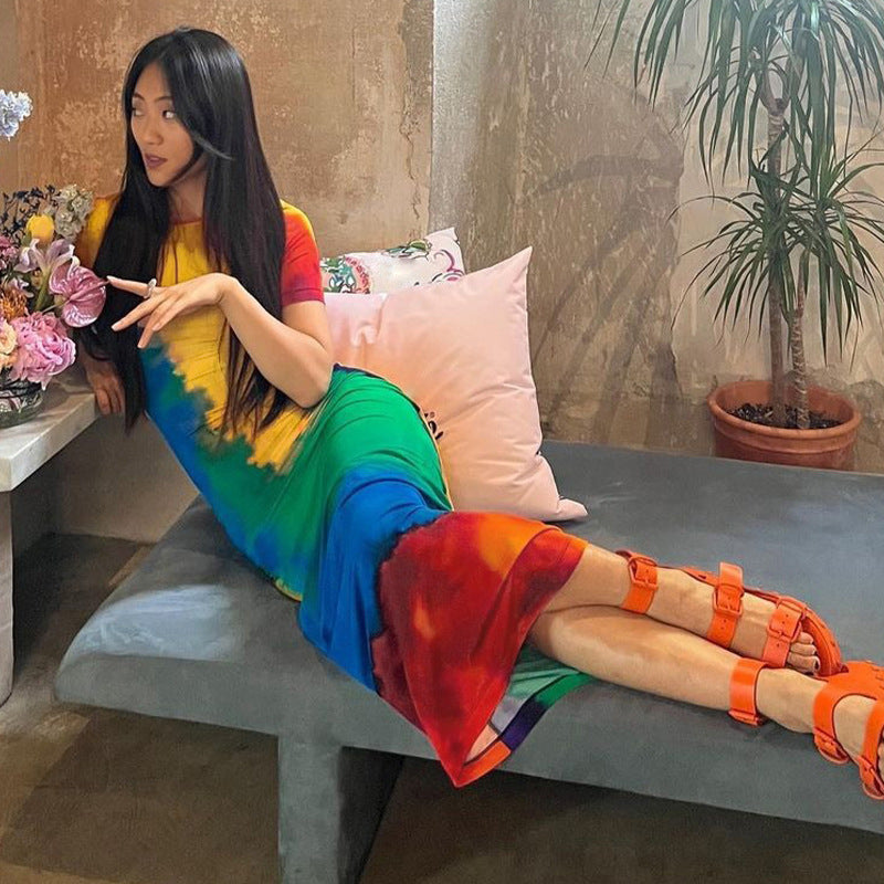 Sunset Swirl Tie-Dye Maxi Dress