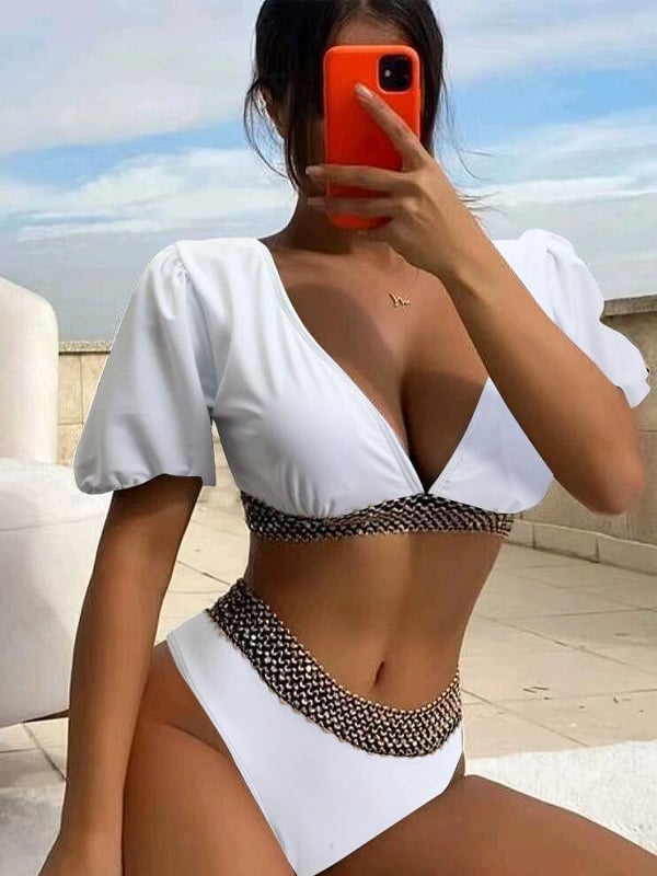 Women's Sexy Metallic Color Block Beach Sexy Bikini