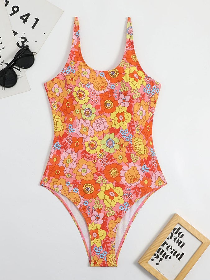 Sexy one-piece printed swimming resort bikini