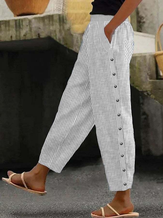 Women's Stripes Print Casual Trousers