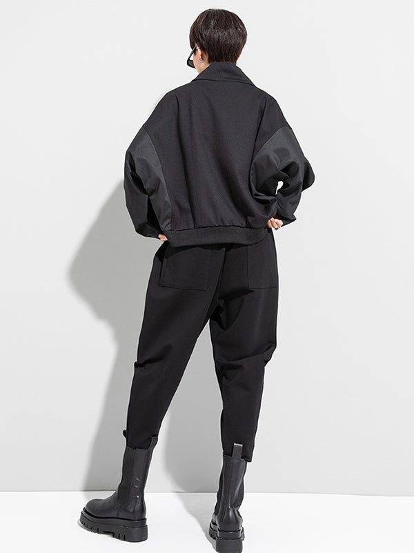 Casual High Waist Solid Color Fleece Harem Pants