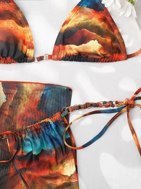 Leonie Marble Print Triangle Bikini Set