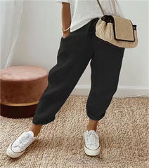 Women's Cotton And Linen Plain Casual Pants