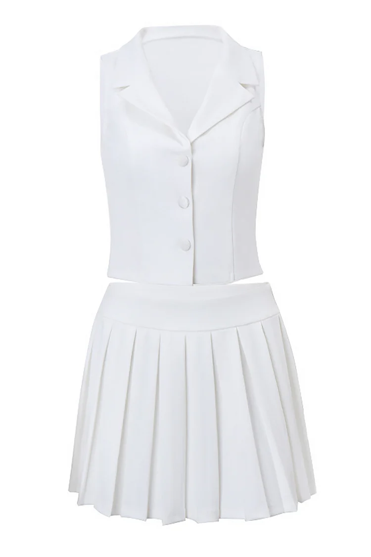 Lucia Off-Shoulder Pleated Skirt Suit