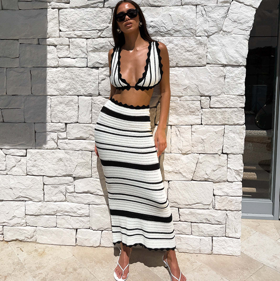 Kyra Striped Top and Maxi Dress Set