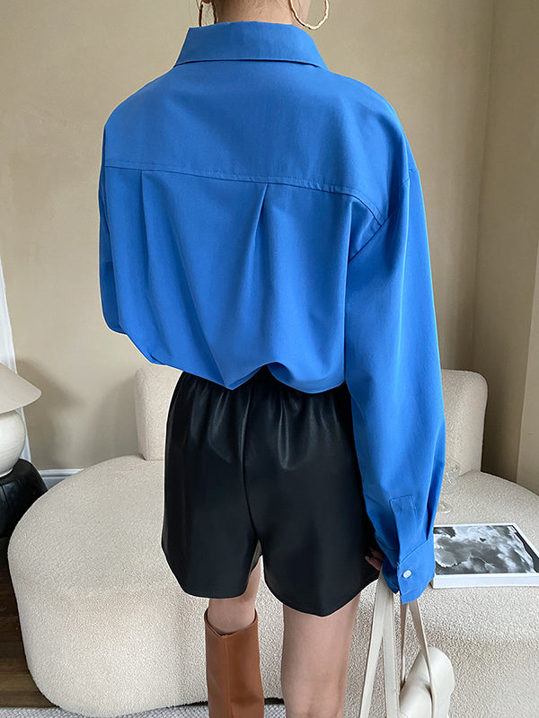 Original Loose Wide Leg Elasticity Solid Color Shorts Bottoms