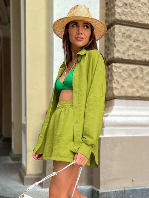 Evelyn Casual Shirt and Wide-Leg Pant Set