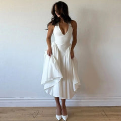 Deep V Sexy Slim Fit Backless Halter Dress
