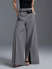 Loose Wide Pants High-Waisted Pleated Split-Front Pants Trousers