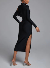 Women's Clothing Long Sleeve Turtleneck Off-the-shoulder Long Dress