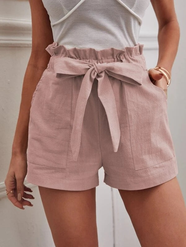 Linen pocket high waisted wide leg pants