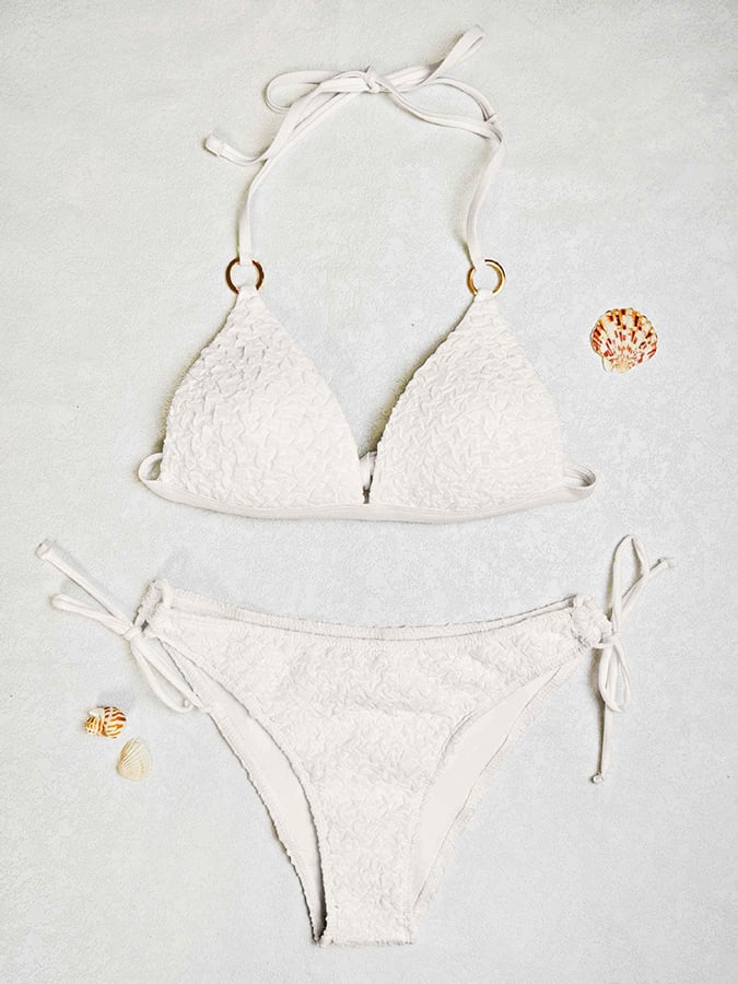 Women's Petal Texture Fabric Sexy Casual Vacation Split Swimsuit