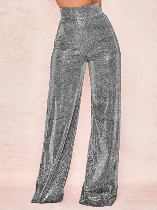 High-Waisted Split-Joint Loose Wide Leg Trousers Pants