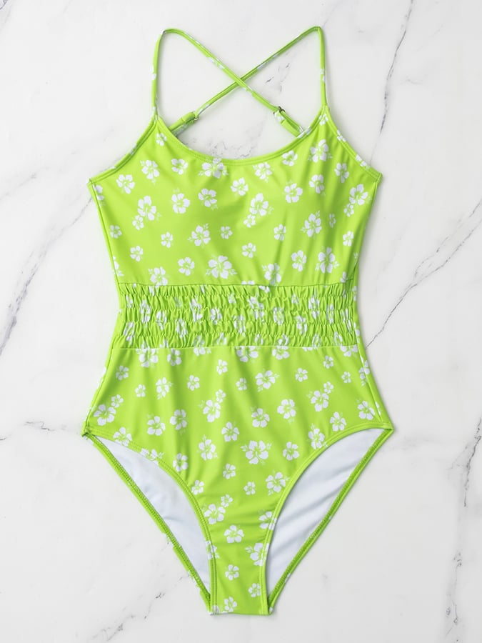 Printed Tight Floral One Piece Swimsuit