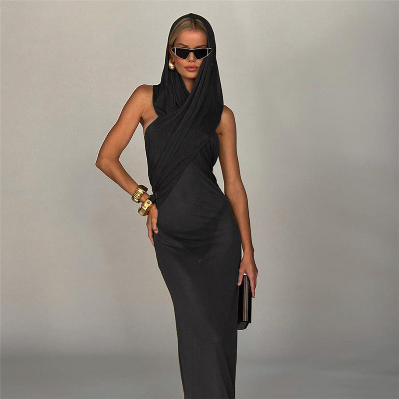 Ava Backless Hooded Maxi Dress