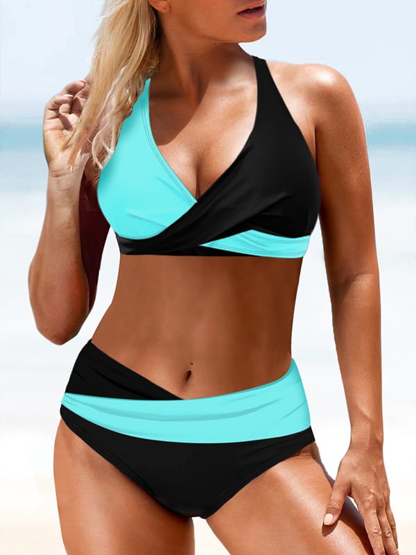 Women's Striped Colorblock Beach Sexy Bikini