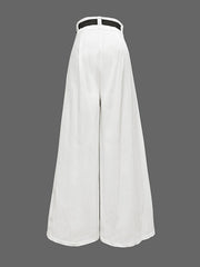 High Waisted Loose Drawstring Pleated Pants Trousers