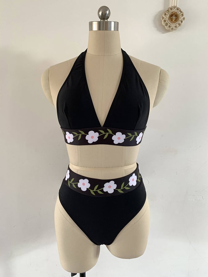 Women's Floral Design Sexy Casual Resort Split Swimsuit (With Breast Pads)