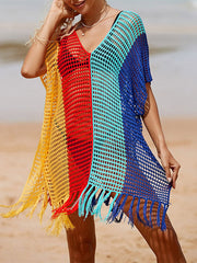 Women's Knitted Fringed Beach Cover-Up