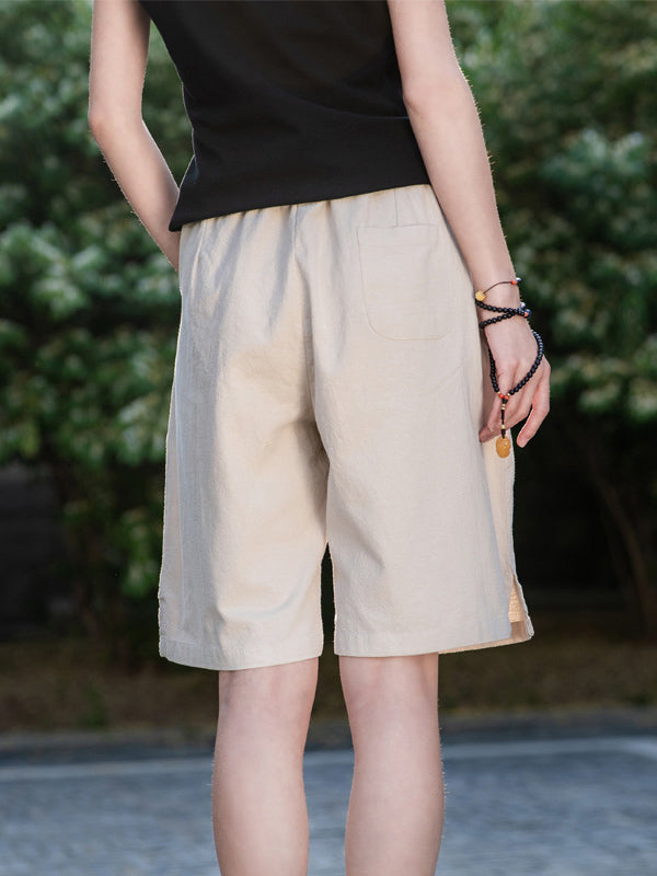 Elasticity Solid Color Loose Wide Leg Shorts Bottoms
