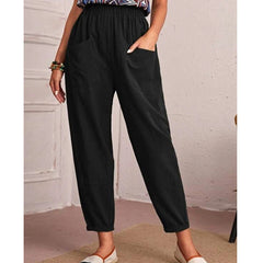 Cotton and Linen Elastic Waist Pockets and Leggings